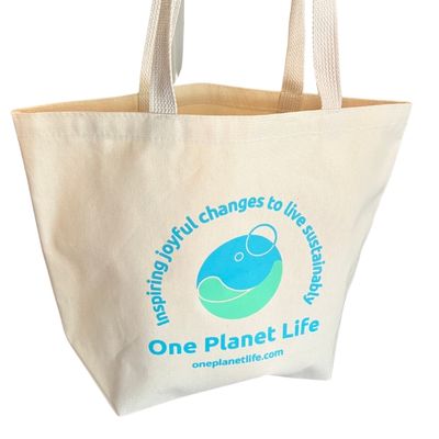 One Planet Life Large Canvas Tote Bag