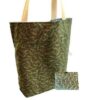 Foldable Tote Bag in Forest Green Dragonfly Cotton