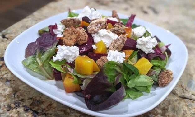 Roasted Beet Salad with Goat Cheese and Candied Walnuts