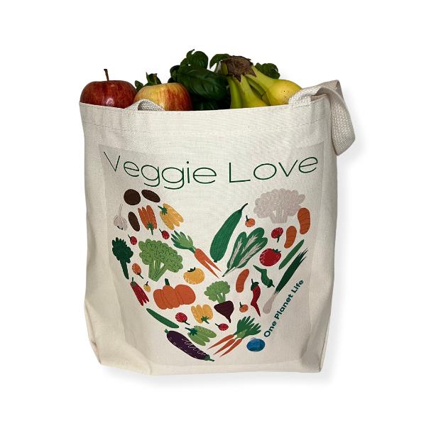 OPL Large Canvas Veggie Love Tote Bag