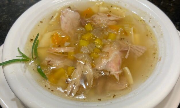 Turkey Soup with Homemade Broth from Our Leftover Thanksgiving Turkey