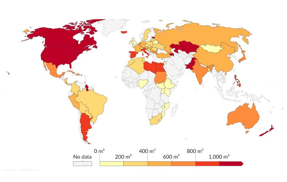 Water Usage Around the World Map