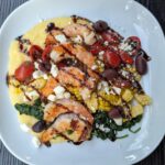 Balsamic Grilled Shrimp with Creamy Parmesan Polenta and Marinated Tomatoes