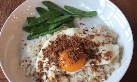 Fried Rice with Sunny-Side-Up Egg, Crisped Ginger, and Garlic